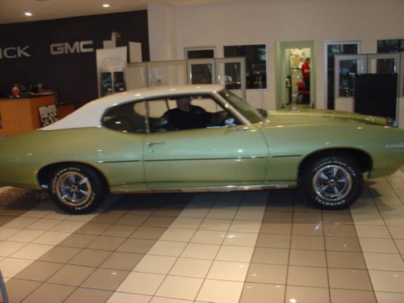 Classic green Pontiac profile, white top beauty